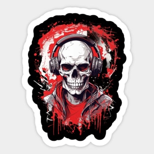 Cool Skull Wearing Headphones Sticker